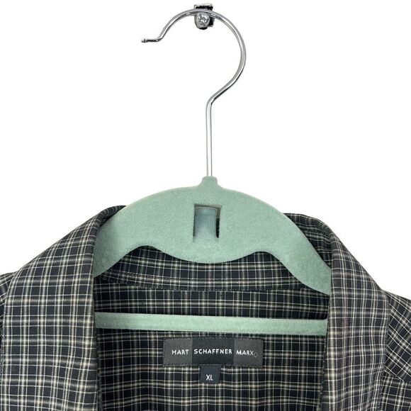 Hart Schaffner Marx Plaid Shirt Button Up Long Sleeve Gray Men XL Made in Italy - Picture 3 of 6
